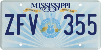 MS license plate ZFV355