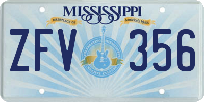MS license plate ZFV356