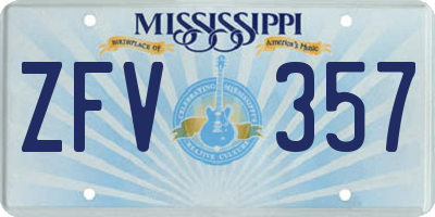 MS license plate ZFV357