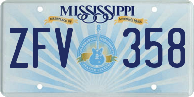 MS license plate ZFV358