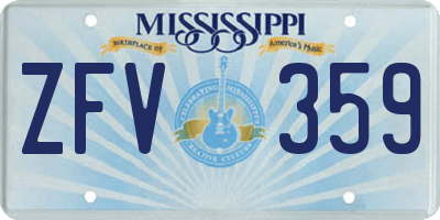 MS license plate ZFV359
