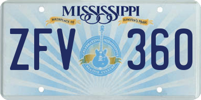 MS license plate ZFV360