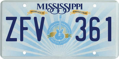 MS license plate ZFV361