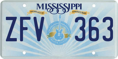 MS license plate ZFV363