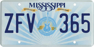 MS license plate ZFV365