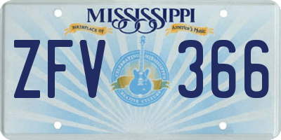 MS license plate ZFV366