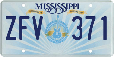 MS license plate ZFV371