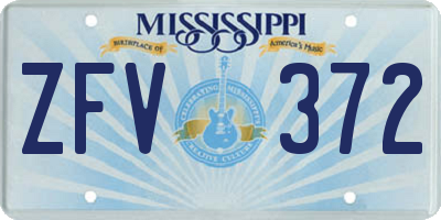 MS license plate ZFV372