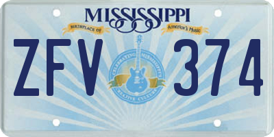 MS license plate ZFV374