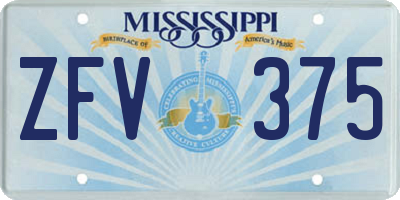 MS license plate ZFV375