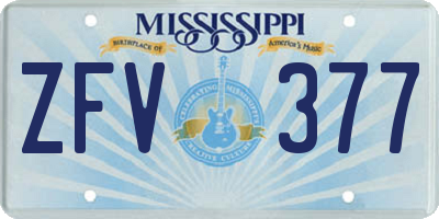 MS license plate ZFV377
