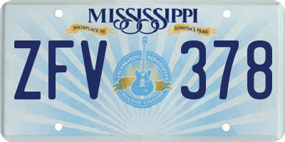 MS license plate ZFV378