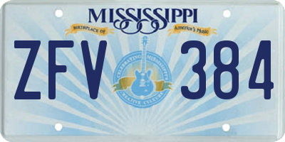 MS license plate ZFV384