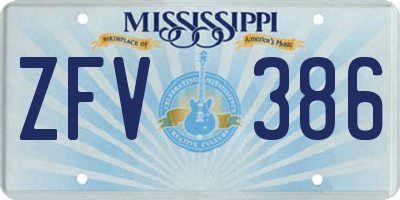 MS license plate ZFV386