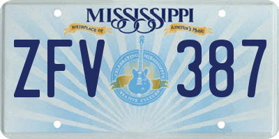 MS license plate ZFV387