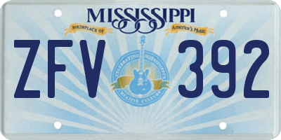 MS license plate ZFV392