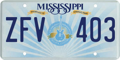 MS license plate ZFV403