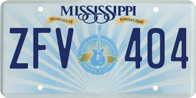 MS license plate ZFV404