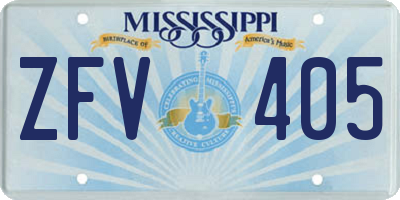 MS license plate ZFV405