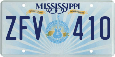 MS license plate ZFV410