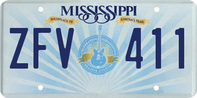 MS license plate ZFV411