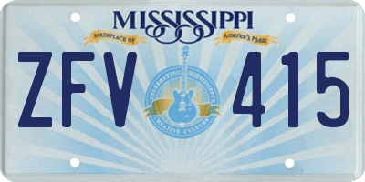 MS license plate ZFV415