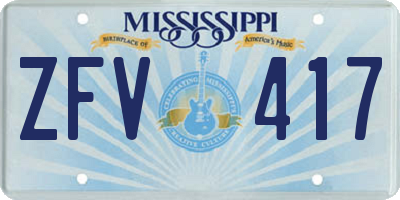 MS license plate ZFV417