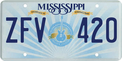 MS license plate ZFV420