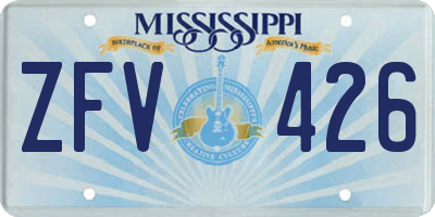 MS license plate ZFV426