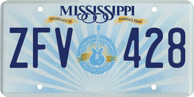 MS license plate ZFV428