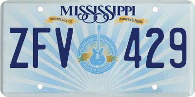 MS license plate ZFV429