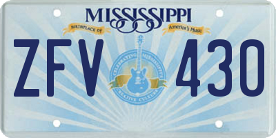 MS license plate ZFV430