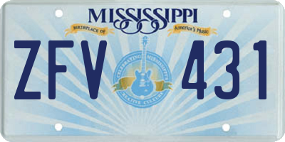 MS license plate ZFV431