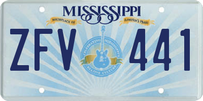 MS license plate ZFV441