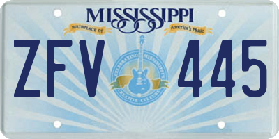 MS license plate ZFV445