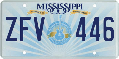 MS license plate ZFV446