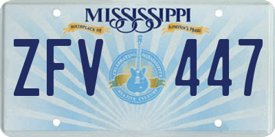 MS license plate ZFV447