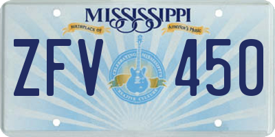 MS license plate ZFV450