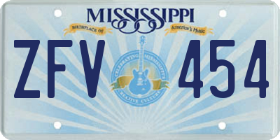 MS license plate ZFV454