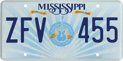 MS license plate ZFV455