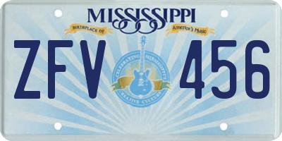 MS license plate ZFV456