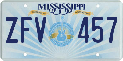 MS license plate ZFV457