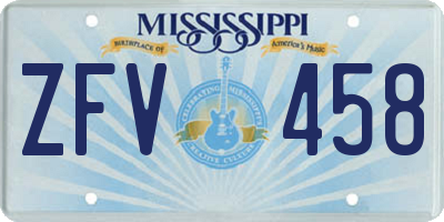 MS license plate ZFV458