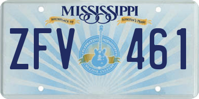 MS license plate ZFV461