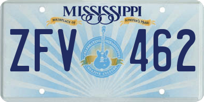 MS license plate ZFV462