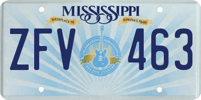 MS license plate ZFV463