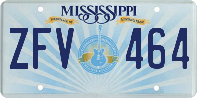 MS license plate ZFV464