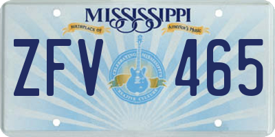 MS license plate ZFV465
