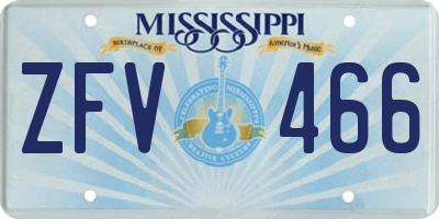 MS license plate ZFV466