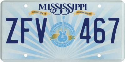 MS license plate ZFV467